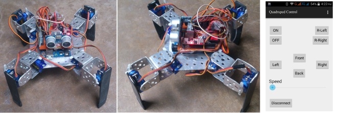 Quadruped robot (2DOF) and android software to control.